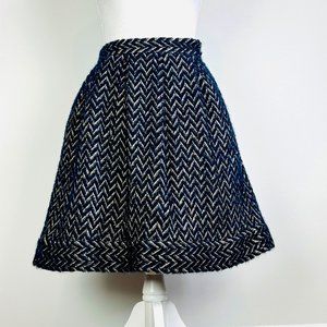 Diane Von Furstenberg Wool/Mohair Tweed Blend Pleated Fit & Flare Skirt